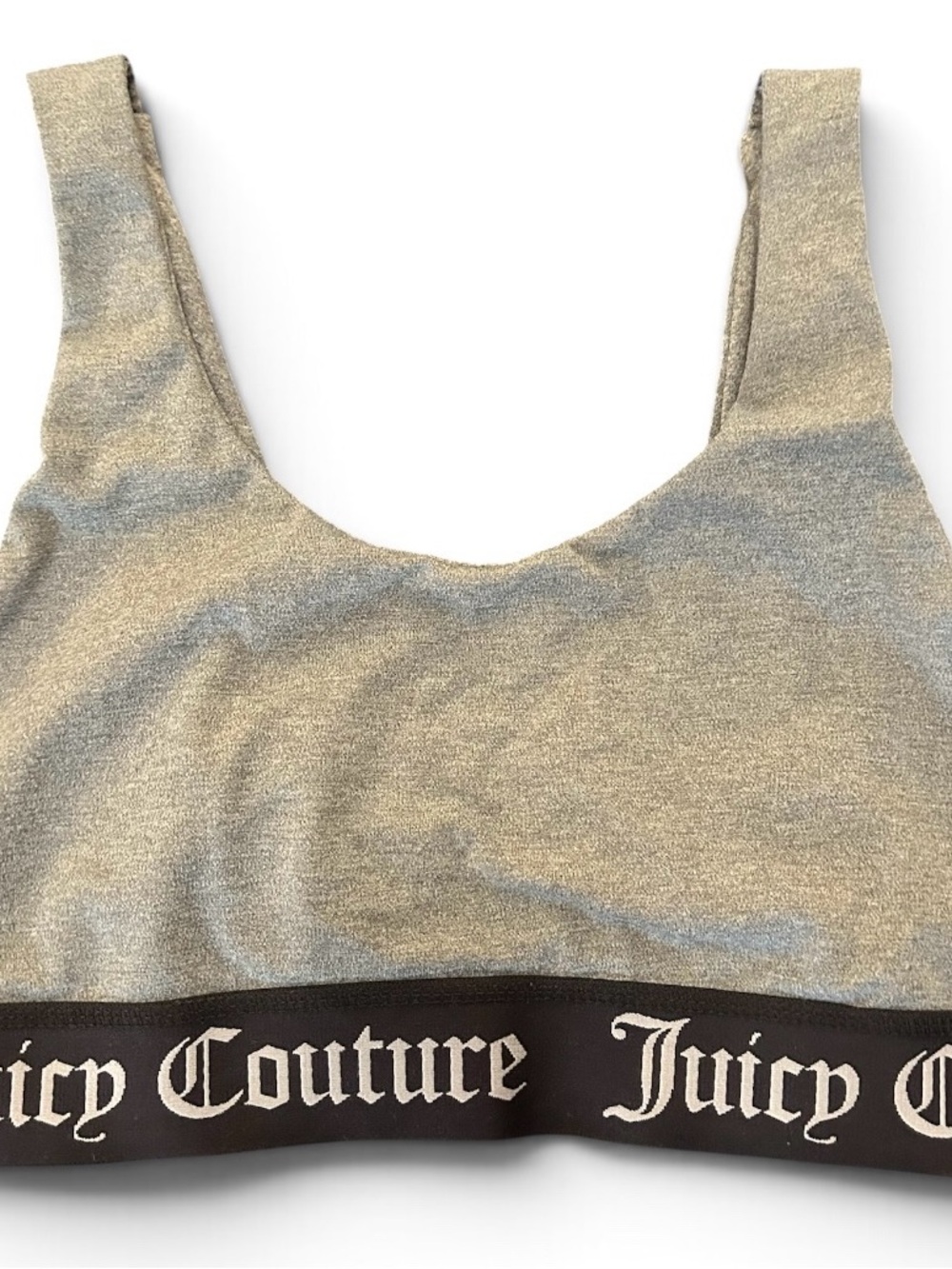 Juicy Couture Gray Sports Bra with Black Logo Band